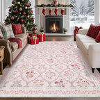 YIHOUSE Pink 6x9 Area Rug for Bedroom Girls, Floral Washable Rugs for Living - Image 8