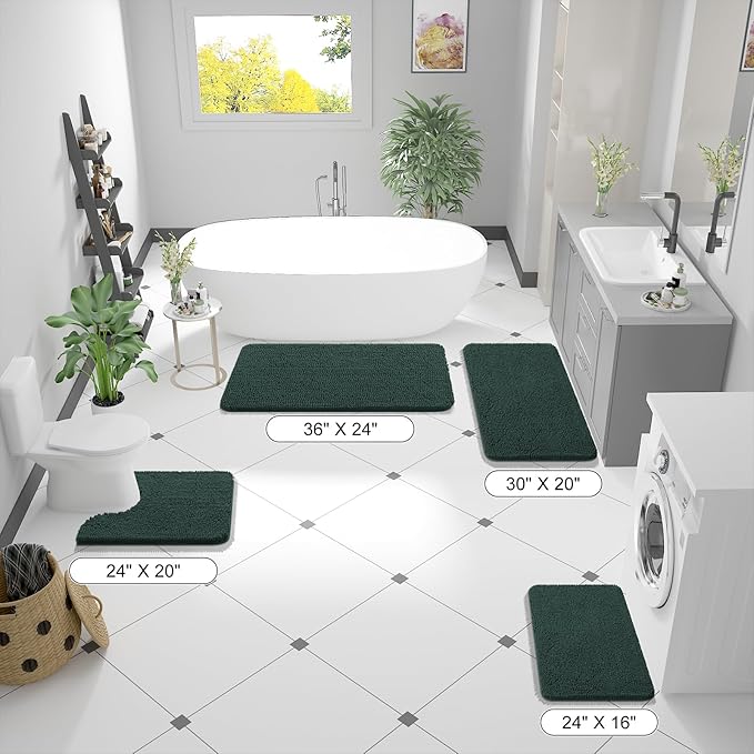 OLANLY Bathroom Runner Rugs 59x20, Soft Absorbent Chenille Bath Rugs, Rubber - Image 2