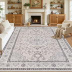 10x12 Area Rug for Living Room: Vintage Boho Neutral Washable Rug Indoor Soft - Image 8