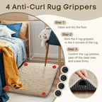 Ophanie Small Rug Washable Non Slip Throw Bedside Area Rugs, Fluffy Soft Beige - Image 2