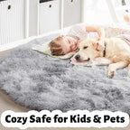 Amdrebio Tie-Dyed Light Grey Round Area Rug 4Ft - Image 5