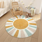 LIVEBOX Retro Sun Round Rug 4ft Boho Rug by LIVEBOX