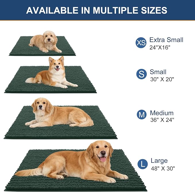 OLANLY Dog Door Mat for Muddy Paws 59x24, Ultra Absorbent Chenille Mud Doormat - Image 2