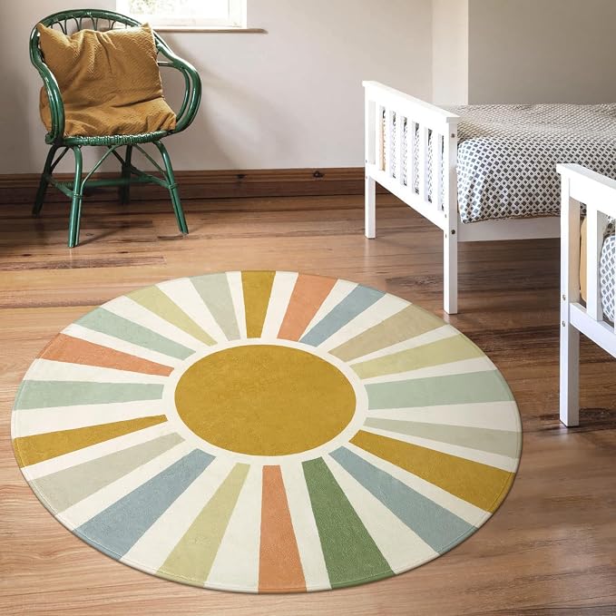 STARUIA Boho Washable Rug 5 Ft Round Area Rug - Image 8