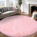 WISH TREE Round Pink Rug for Bedroom Girls, Soft Fluffy 7ft Circle Area Rugs by WISHTREE