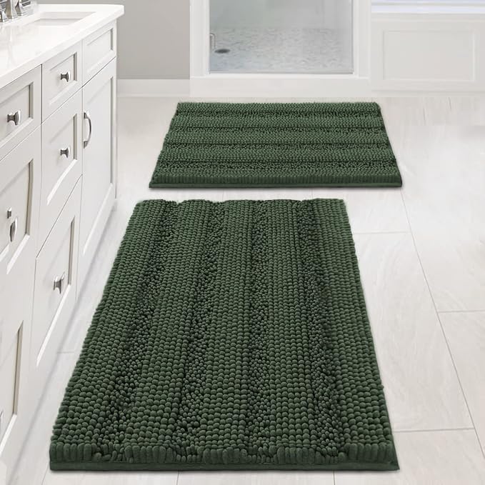 H.VERSAILTEX Extra Thick Chenille Striped Pattern Bath Rugs by HVERSAILTEX