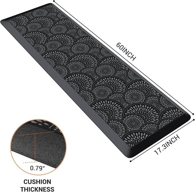 Mattitude 4/5 Inch Kitchen Mat, 17.3x59in Heavy Duty Ergonomic Comfort Foam - Image 2
