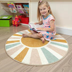 LIVEBOX Retro Sun Round Rug 4ft Boho Rug - Image 6