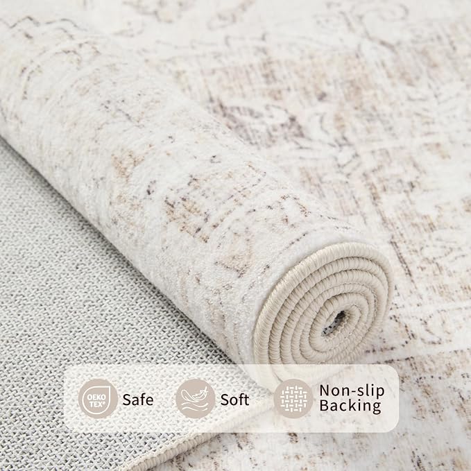 Rugxara Washable Area Rug for Living Room, Vintage Boho Rugs for Office - Image 4