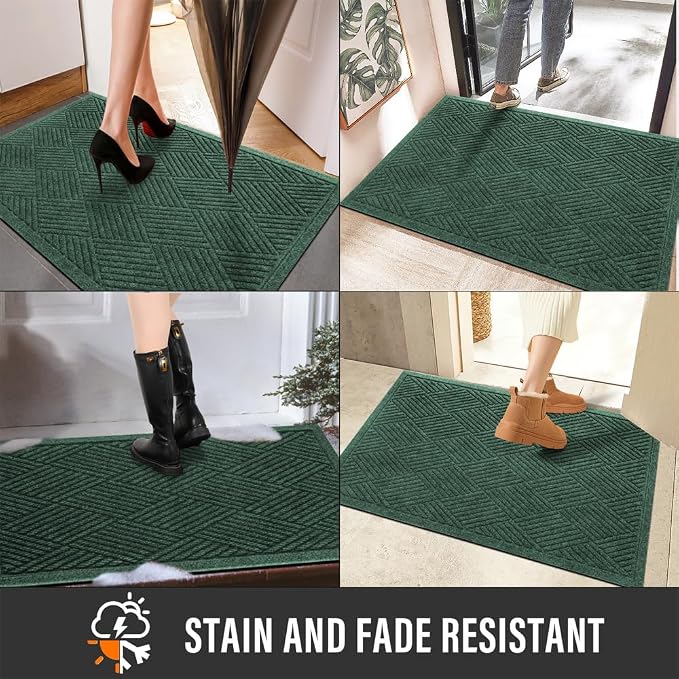 HIYARD Sturdy Front Door Mat, Absorbent Muddy Dirt Resist Welcome Door Mats - Image 5