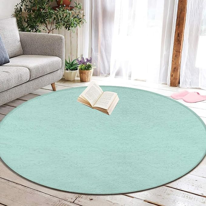 Machine Washable Modern Round Area Rug, Room Sofa Yoga Soft Round Carpet - Image 5