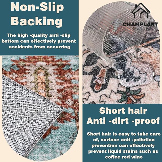 CHAMPLANT Area Rug 5'x7' Washable Rug Vintage Traditional Floor Cover Thin - Image 5