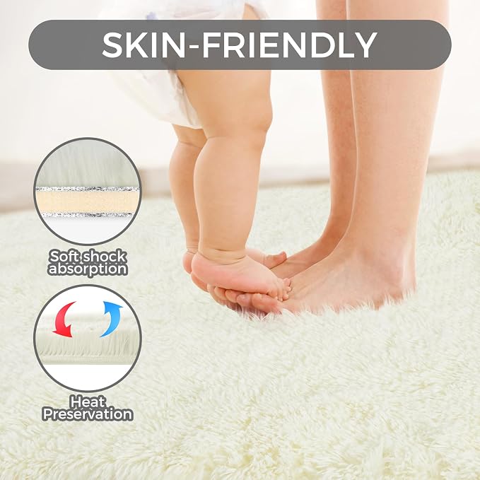 5X8 Ultra Soft Rug for Living Room, Fluffy Shag Area Rug for Bedroom, Modern - Image 5