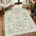 Rugxara Floral Rug for Entryway, 3x5 Washable Area Rug, Non Slip Low Pile by Rugxara