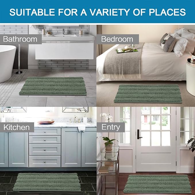 H.VERSAILTEX Bath Mat Set, 2 Piece Bath Mats Non Slip Thick Soft Chenille - Image 6