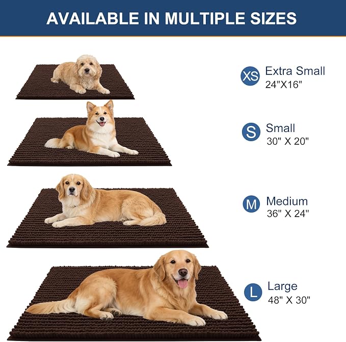 OLANLY Dog Door Mat for Muddy Paws 47x20, Ultra Absorbent Chenille Mud Doormat - Image 2