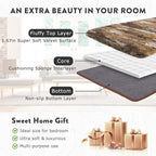 Fluffy Rugs for Living Room Bedroom, 5x7 Feet Abstract Brown Shag Area Rugs - Image 6