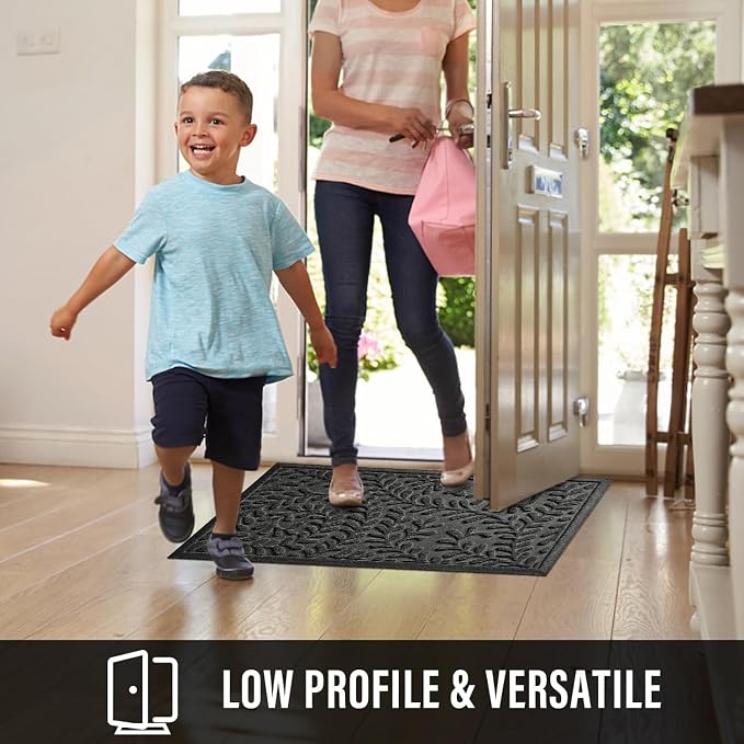 HIYARD Front Door Mat, Absorbent Dirt Trapping Welcome Door Mat Indoor Outdoor - Image 5