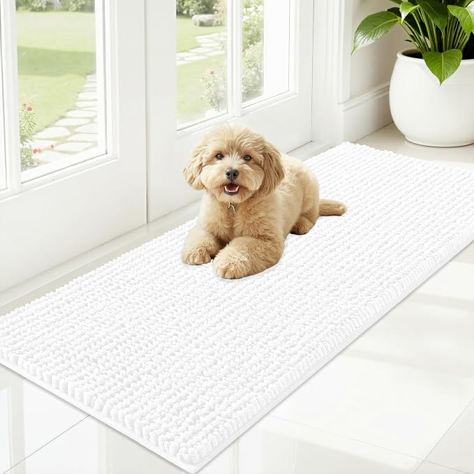 OLANLY Dog Door Mat for Muddy Paws 47x20, Ultra Absorbent Chenille Mud Doormat by OLANLY