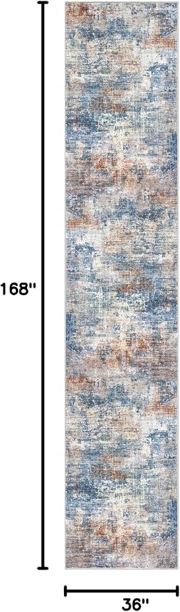 IOHOUZE Abstract Runner Rug 3x14 Ft Long Washable Runners - Image 2