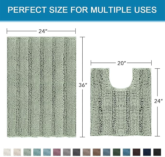 H.VERSAILTEX Bathroom Rugs Bath Rug Set 2 Piece Bathroom Contour Rug Toilet Mat - Image 2