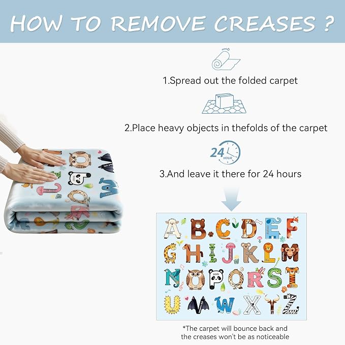 ABC Rug for Kids Playroom, Non Slip Washable Classroom Rug, Alphabet Numbers - Image 6