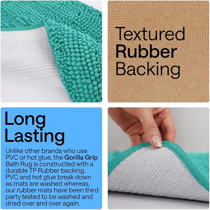 GORILLA GRIP Bath Rug Mat 44x26, Soft Absorbent Chenille, Quick Dry Microfiber - Image 3