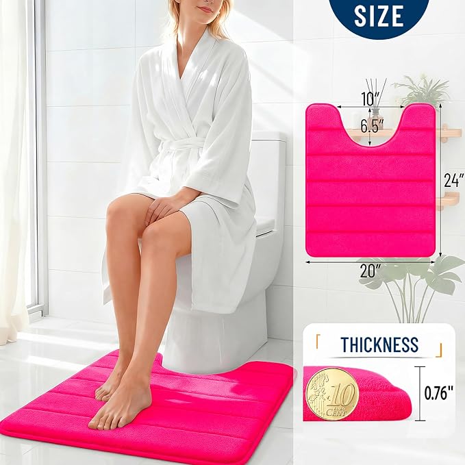 OLANLY Memory Foam Toilet Rugs U Shaped 24x20, Super Soft Absorbent Contour - Image 4