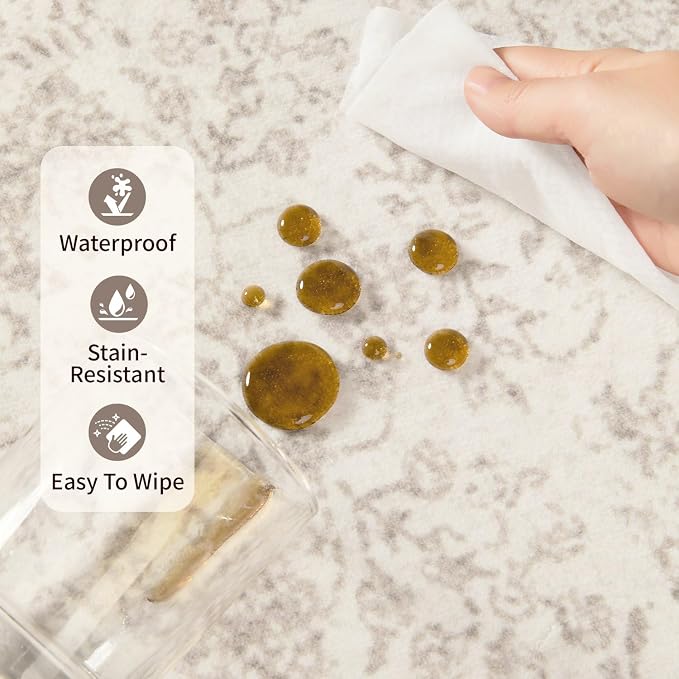 Rugxara 5X7 Washable Area Rug for Living Room, Vintage Neutral Large Boho Rugs - Image 8