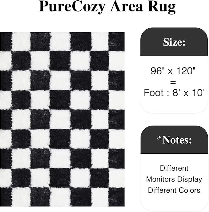 PureCozy Checkered Rug 8x10 for Living Room - Image 2
