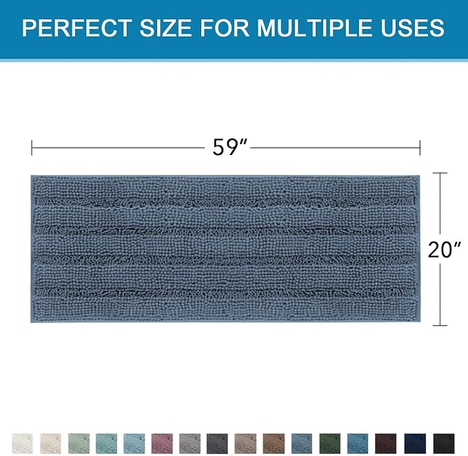 H.VERSAILTEX Bath Rugs for Bathroom Non Slip Bath Mats Thick Chenille Striped - Image 2