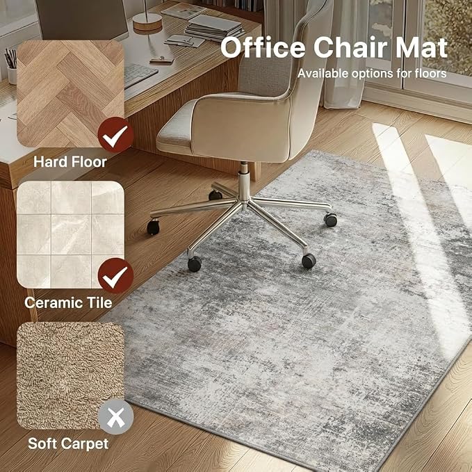 48"x60" Office Chair Mat for Hardwood Tile Floor, Under Desk Carpet Protector - Image 4