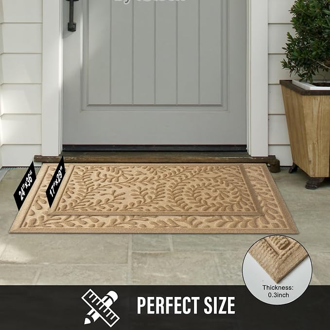 HIYARD Front Door Mat, Absorbent Dirt Trapping Welcome Door Mat Indoor Outdoor - Image 6