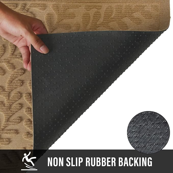 HIYARD Front Door Mat, Absorbent Dirt Trapping Welcome Door Mat Indoor Outdoor - Image 3