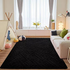 3x5 Black Washable Area Rug for Bedroom, Modern Geometric Shag Non-Slip Living - Image 7