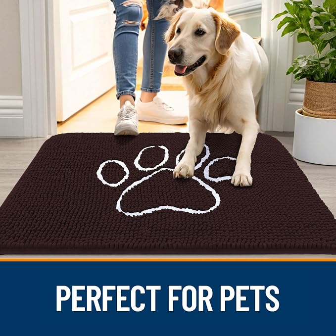 OLANLY Dog Door Mat for Muddy Paws 47x24, Paw Print Design, Absorbs Moisture - Image 6
