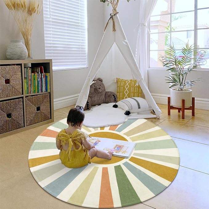 STARUIA Boho Washable Rug 5 Ft Round Area Rug - Image 9