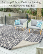 Outdoor Rug Carpet 5x8 ft, Flatweave Textured Outdoor Patio Rug Non Slip Indoor - Image 3