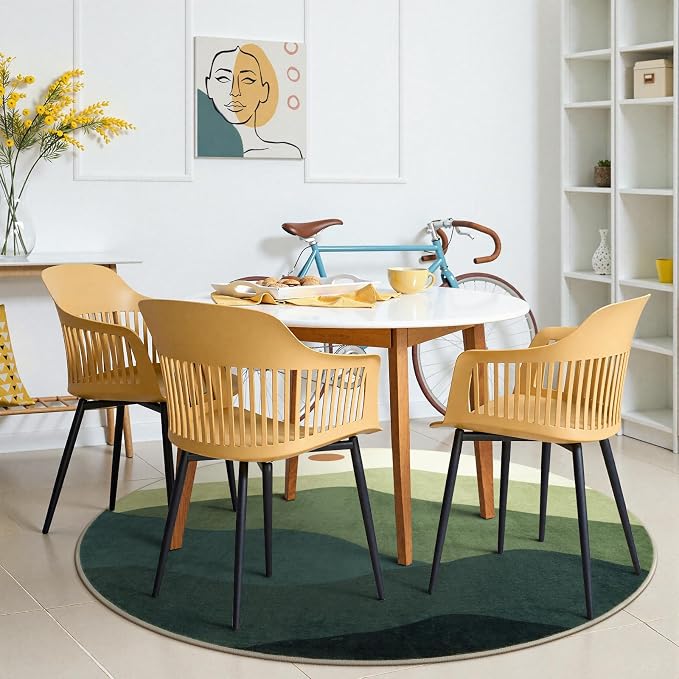 4ft Abstract Round Rug, Soft Washable Non-Slip Mountain Circle Classroom Rug - Image 9