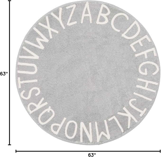 Topotdor Round Kids Play Rug Alphabet Nursery Area Rug Extra Large Soft - Image 3