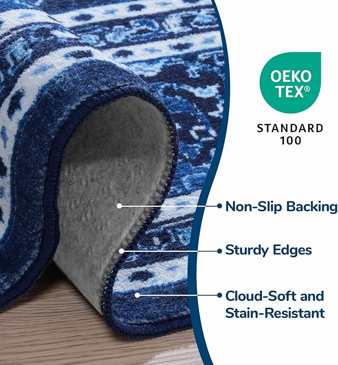 Lessymo Washable Area Rugs 6x9- Boho Area Rug Low Pile - Image 4
