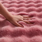 Dusty Rose Rabbit Plush Rug 6'x9', Fluffy Faux Fur Shaggy Area Rug - Image 5