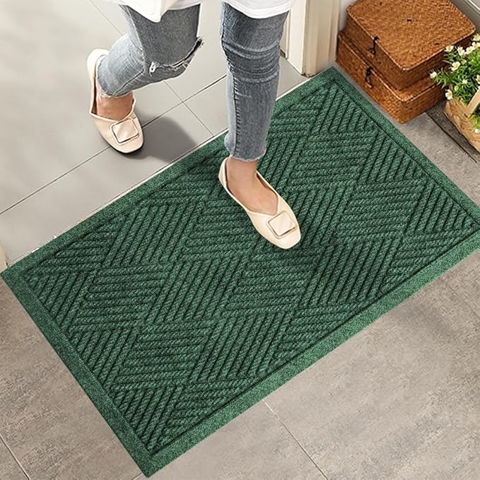 HIYARD Sturdy Front Door Mat, Absorbent Muddy Dirt Resist Welcome Door Mats by HIYARD