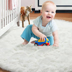 ONASAR Cream White Round Area Rug 4ft, Fluffy Ultra Soft Bedroom Circle Rugs - Image 9