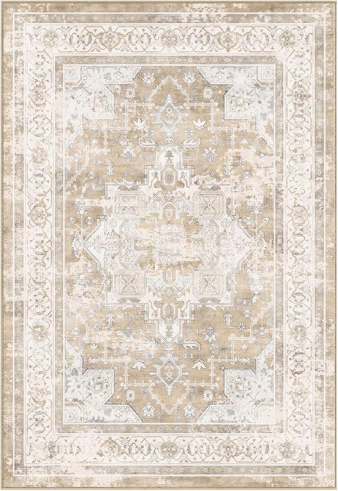 2x3 Rug for Entryway Hallway-Vintage Farmhouse Boho Floral Neutral Washable - Image 6