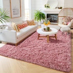 Amdrebio Blush Pink Area Rugs for Living Room Girls Bedroom, 6x9 Kawaii Shaggy - Image 3