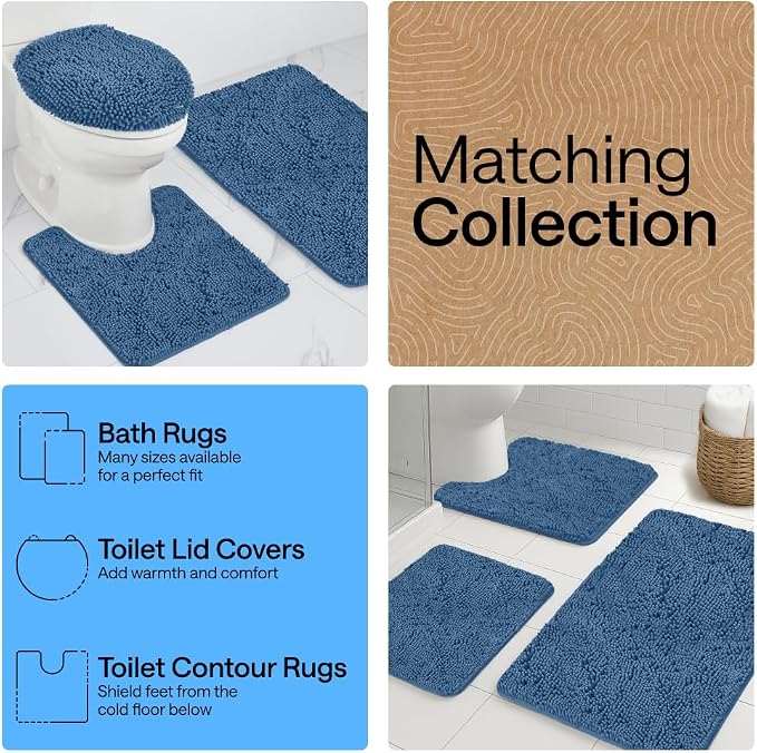 GORILLA GRIP Plush Absorbent Shaggy Chenille Bath Rug Mat - Image 8