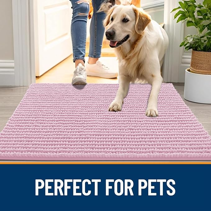 OLANLY Dog Door Mat for Muddy Paws 47x24, Ultra Absorbent Chenille Mud Doormat - Image 6