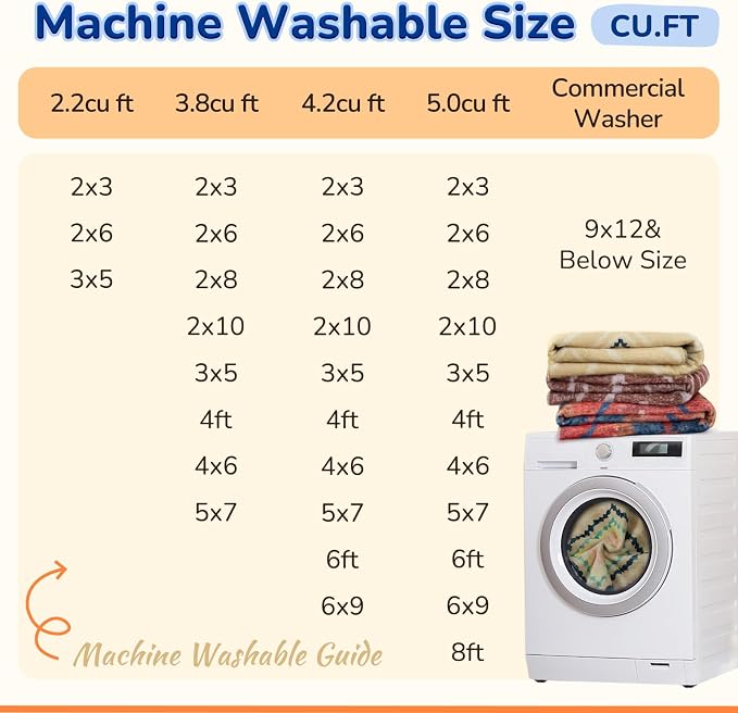 Area Rug 8x10 Rug Machine Washable Non-Slip Low Pile Print Pattern Western Rug - Image 4