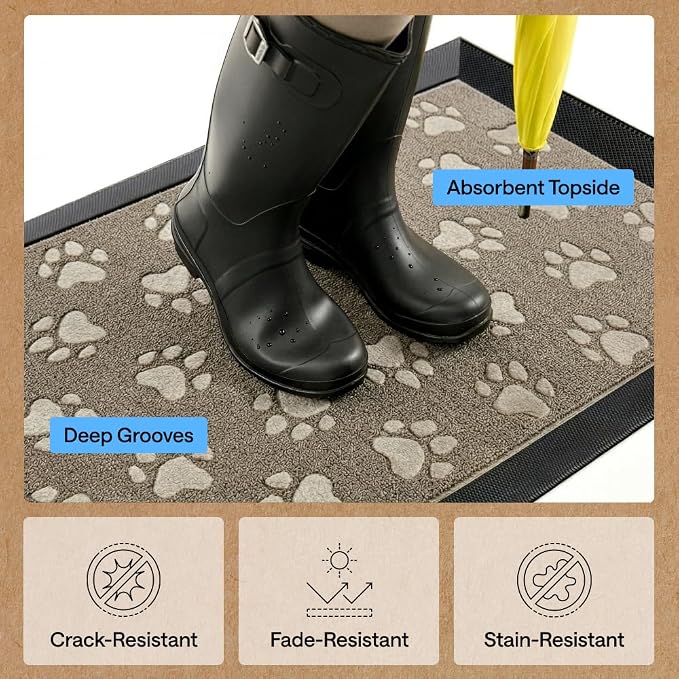 GORILLA GRIP 100% Waterproof All-Season WeatherMAX Doormat US Designed Natural - Image 5